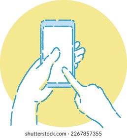 An illustration of operating a mobile phone.