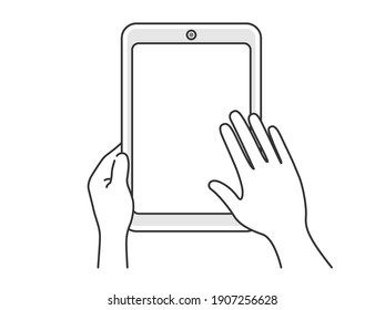 Ilustración del funcionamiento de un tablet PC con un dedo.