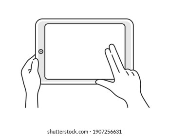 Ilustración del funcionamiento de un tablet PC con un dedo.