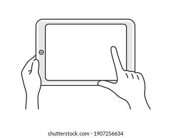 Illustration of operating a tablet PC with a finger.