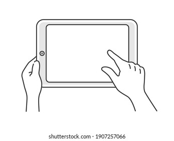 Illustration of operating a tablet PC with a finger.