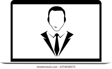 illustration of an operator in a laptop on a transparent background