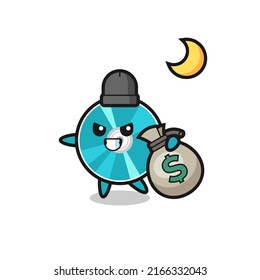 Illustration of optical disc cartoon is stolen the money , cute style design for t shirt, sticker, logo element