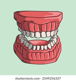 Ilustração de saúde bucal e dentaduras