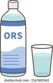 Illustration of oral rehydration solution and cup