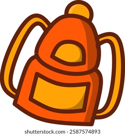 Illustration of an orange backpack. An important symbol for students and daily activities.