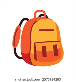 Illustration of Orange Backpack from School