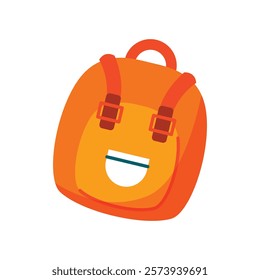 Illustration of Orange Backpack from School