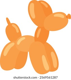 Illustration of orange balloon dog. Cartoon helium balloon animal for birthday party