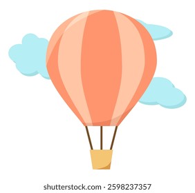 Illustration of an orange balloon floating in the sky