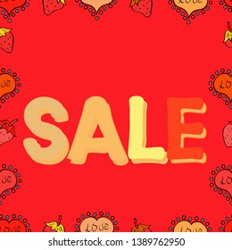 Illustration in orange, beige and red colors. For sale web banners, posters. Seamless. Vector illustration. Good for social media, email, print, ads design and promotional material.