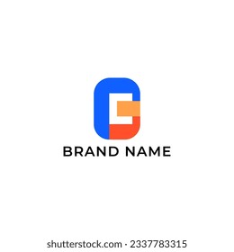 ILLUSTRATION ORANGE BLUE COLOR ABSTRACT GEOMETRIC LETTER C LOGO ICON SIMPLE NIMIMALIST TEMPLATE DESIGN ELEMENT VECTOR