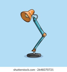 Ilustração de lâmpada de mesa laranja e azul