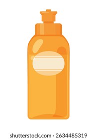 Illustration of an orange bottle of dishwashing detergent