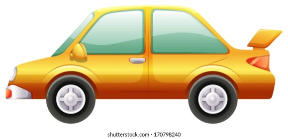 Illustration of an orange car on a white background