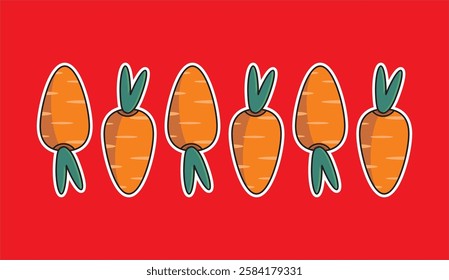 Illustration of orange carrots with red background