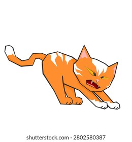 An illustration of an orange cat in angry pose