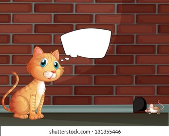 Illustration of an orange cat with an empty callout