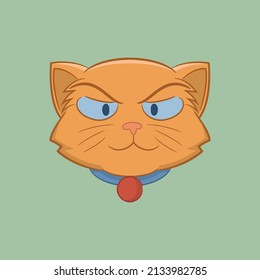 Illustration an orange cat and fierce expression