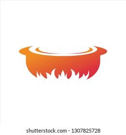 illustration of an orange cauldron being hit by a fire