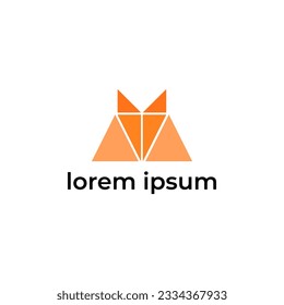 ILLUSTRATION ORANGE COLOR ABSTRACT GEOMETRIC TRIANGLE M LOGO ICON SIMPLE NIMIMALIST TEMPLATE DESIGN VECTOR