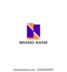 ILLUSTRATION ORANGE ORANGE COLOR ABSTRACT GEOMETRIC LETTER N LOGO ICON SIMPLE NIMIMALIST TEMPLATE DESIGN ELEMENT VECTOR