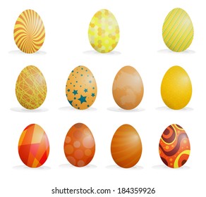 Illustration of orange colored easter eggs on a white background