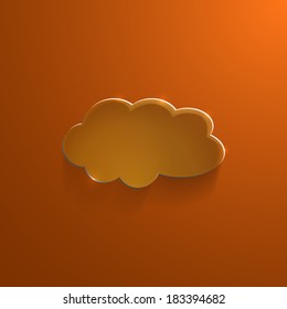 Illustration of orange eco glossy glass cloud icon vector illustration