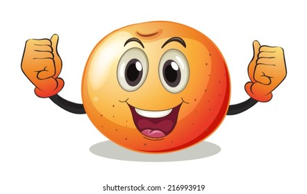 Illustration of an orange with face