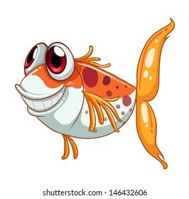 Illustration of an orange fish with big eyes  on a white background 