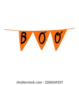 Illustration of orange flag with boo text on white background
