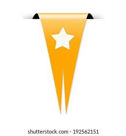 the illustration of orange flag with star pictogram / The flag with star icon / the favorite sign flag