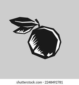 Illustration of a orange in a flat style. Isolated image on a grey background.