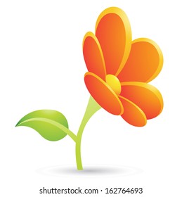 Illustration of Orange Flower Icon isolated on a white background