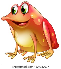 Illustration of an orange frog with green eyes on a white background