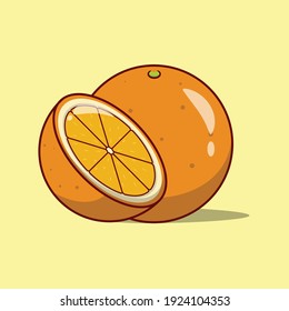 illustration of orange fruit. flat orange fruit design. Fresh oranges that contain vitamin C.