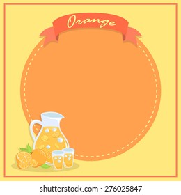 Illustration of orange fruit juice theme design label banner poster notes.
