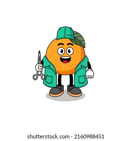 Illustration of orange fruit mascot as a surgeon , character design