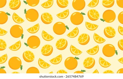  Ilustración de frutas naranjas sin patrón de diseño de decoración de fondo