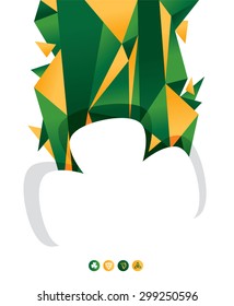 Illustration of orange and green Irish abstract design with shamrock