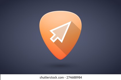 Illustration of an orange guitar pick icon with a pointer