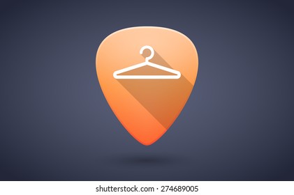 Illustration of an orange guitar pick icon with a hanger