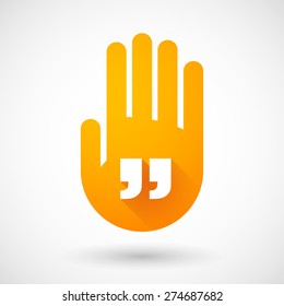 Illustration of an orange hand icon with quotes