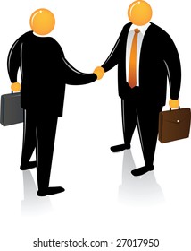 Illustration of orange head handshake
