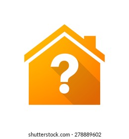 Illustration of an orange house icon with a question sign
