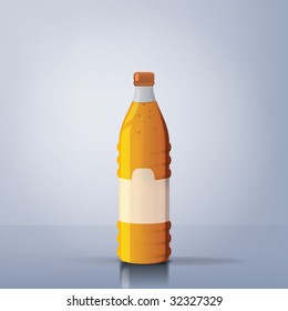 An illustration of an orange juice bottle with reflexions