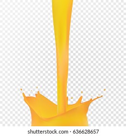 Illustration Orange Juice with Splash, Isolated on Transparent Background. Vector eps10.