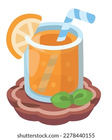 illustration of orange juice_Cologne and cute simple dish vector illustration