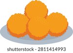 Illustration of Orange Laddu Sweets on a Plate