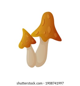 Illustration of orange magic mushrooms with simple gradient. 